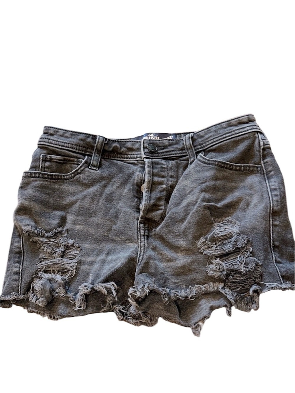 HOLLISTER high rise Mom shorts Black distressed Jean Shorts size 5/27